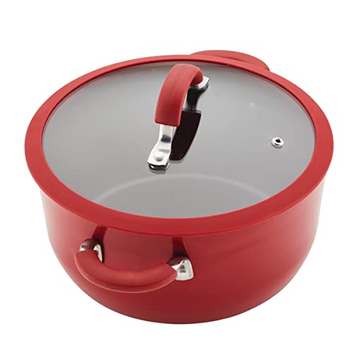 Rachael Ray Cook + Create Aluminum Nonstick Cookware Set, 10-Piece, Red