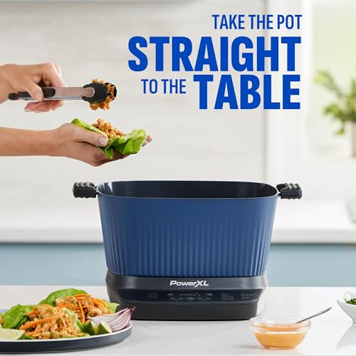 STIRMAX™ Midnight Blue 7.5 Quart Digital Multi-Cooker with Automatic Paddle to Stir and Shred, 9 in 1 programmable presets to Sauté, Sear, and Brown Food Before Simmering