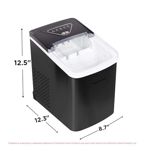 Frigidaire EFIC123-SSBLACK Compact Countertop Ice Maker, 26lbs of Ice per Day, Black Stainless