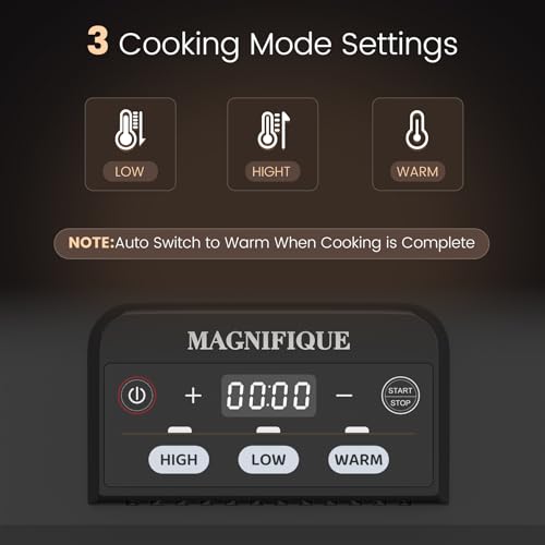 4 Quart Casserole Programmable Slow Cooker with Ceramic Baking Dish - Perfect Kitchen Small Appliance for Family Dinners, Oven Safe and Durable Bakeware for Lasagna, Roasts, Black