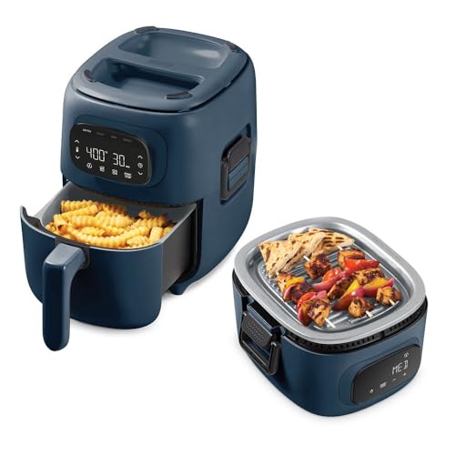 Dash Flip & Fry Digital 2-in-1 Grill & Air Fryer, Has AirCrisp Technology, Digital
