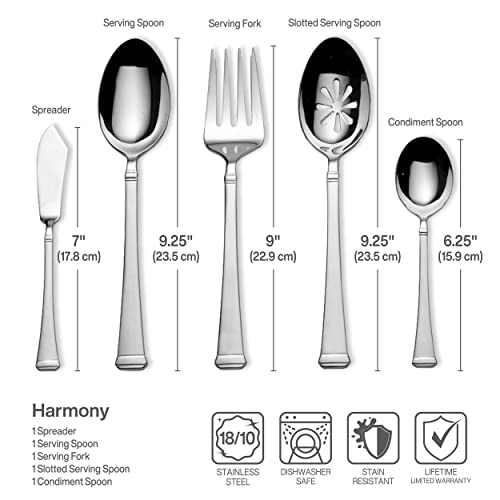 Mikasa Harmony Silverware Set for 12, 65-Piece 18/10 Stainless Steel Flatware Set with Flared Handles, Dishwasher Safe Cutlery Set, Elegant Dining Utensils