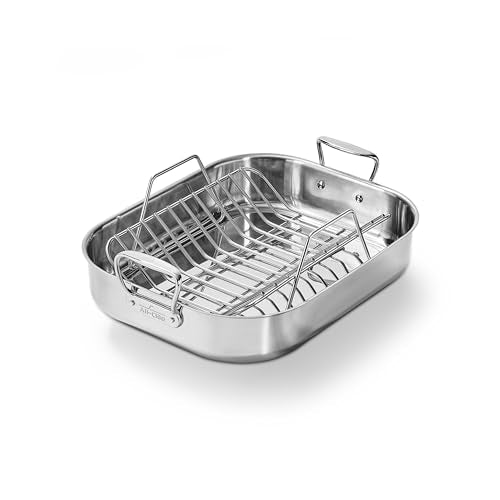 All-Clad Specialty Stainless Steel Roaster with Rack 14x18 Inch Oven Broiler Safe 600F Roaster Pan, Pots and Pans