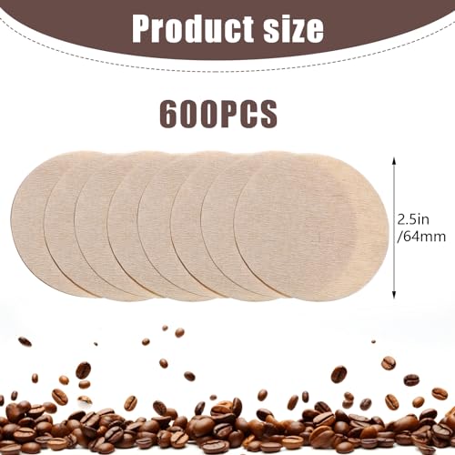 600Pcs Unbleached Coffee Filters Compatible with aeropress, 64 mm