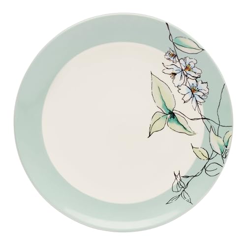 Oneida Dinnerware Set, Botanica 12-Piece Dinnerware Set, Service For 4, Porcelain Material, Dishwasher And Microwave Safe, Bowls, Plates And Bowls, Dinner Dishes, Plates, Home (Green, 12 Piece)
