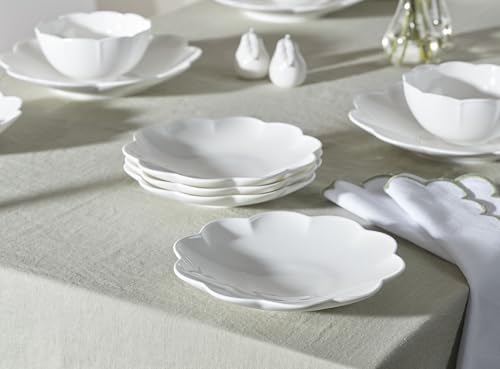 Lenox Dinnerware Set, Studio 1414 Scallop 16-Piece Set, Service For 4, Bone China Material, Dishwasher & Microwave Safe, Home And Kitchen, Kitchen And Dining, Plates And Bowls Sets (White, 16 Pieces)