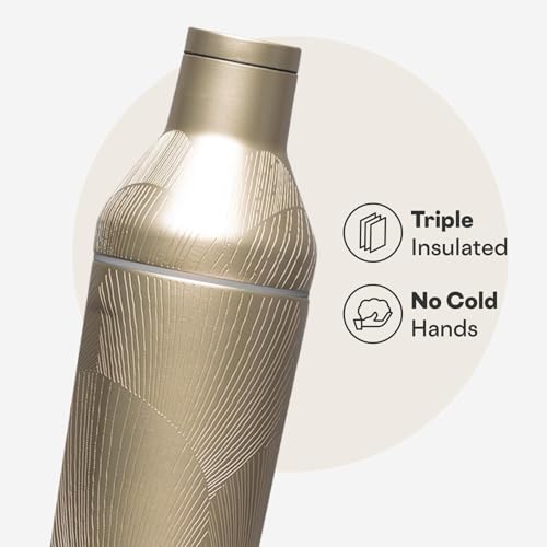 Corkcicle Cocktail Shaker - Triple-Insulated Stainless Steel - Leak-Proof Lid with Built-In Strainer - Non-Slip Bottom - Summer Drinkware Gift - 17 oz - Champagne Dreams