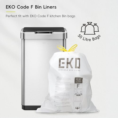 EKO Mirage-T 50 Liter / 13.2 Gallon Touchless Rectangular Motion Sensor Trash Can, Brushed Stainless Steel Finish