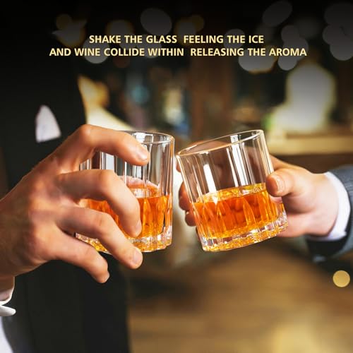 Ocean ice Whiskey Glasses, Bourbon Glass 11 oz, Whiskey Glasses Set of 2, Old Fashioned Glasses, Whisky Glass Sets, Rocks Glasses for Bourbon, Scotch, Cognac, Cocktails Dishwasher Safe Christmas