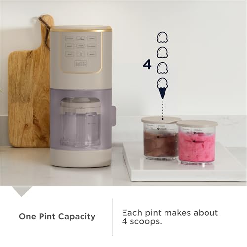 BLACK+DECKER Ice Cream Maker for Families & Kids – Make Protein, Keto & Dairy-Free Ice Cream, Gelato & Milkshakes at Home – Easy Creamy Pint Machine with Mix-Ins