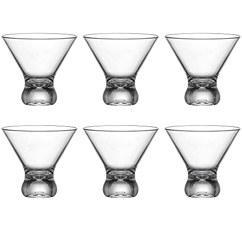 Amazing Abby - Olivia - 10-Ounce Plastic Stemless Martini Glasses (Set of 6), Reusable Cocktail Glasses, BPA-Free, Shatter-Proof, Dishwasher-Safe, Perfect for Poolside, Outdoors, Camping, and More