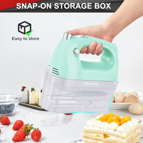 Lord Eagle Hand Mixer Electric Handheld 400W,5-Speed Lightweight, Green