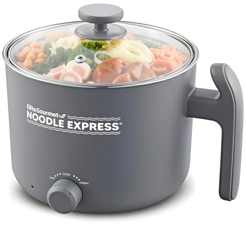 Elite Gourmet Noodle Express Electric Hot Pot, Stainless Steel, Grey