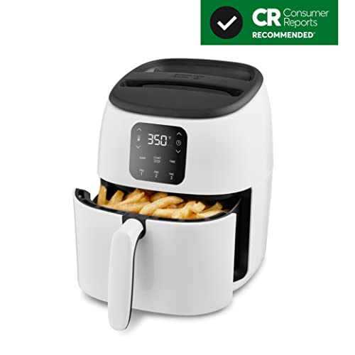 Dash Tasti-Crisp™ Digital Air Fryer – 2.6 Quart Small Compact Mini Air Fryer for French Fries, Nuggets & More, 1-2 People, Auto Shut Off, Adjustable Temp, Dishwasher Safe Parts - White