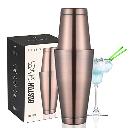 ETENS Boston Cocktail Shaker Antique Copper, Cocktail Shaker Tins Weighted, Bar Shaker Set Bartender Shakers for Bartending - Martini Shaker Stainless Steel Drink Mixer | Bar Tools Metal Shaking Tin