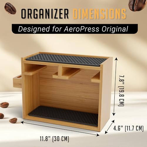 HEXNUB Organizer Stand for AeroPress Bamboo Coffee Caddy Original Black
