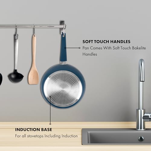 Prime Cuisine 2 Quart Sauce Pan with Lid, Blue Diamond NonStick Small Pot with Tempered Glass Lid, Soft-Touch Handles, Induction Base