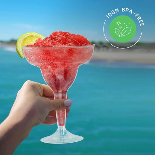 Stock Your Home Clear Plastic Margarita Glasses Disposable (Set of 12) Decorations for Cinco de Mayo Parties, Cocktail Cups for Tropical Party Supplies - Large 12 oz Hurricane Glasses