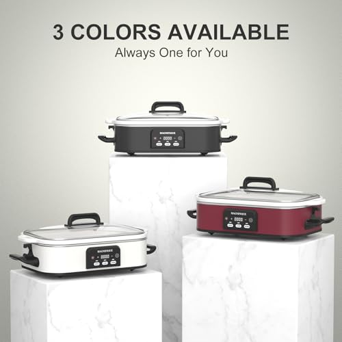Magnifique 4 Quart Casserole Digital Slow Cooker, Premium Ceramic Bakeware for Oven, Dishwasher Safe Baking Dish,Black