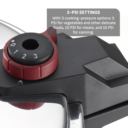 T-fal 22-Quart Aluminum Pressure Canner, 3 PSI Settings, Home Canning, Includes Racks & Canning Guide, Large Capacity, Pressure & Water Bath Canning for Vegetables, Meats, Seafood & Fruits, Silver