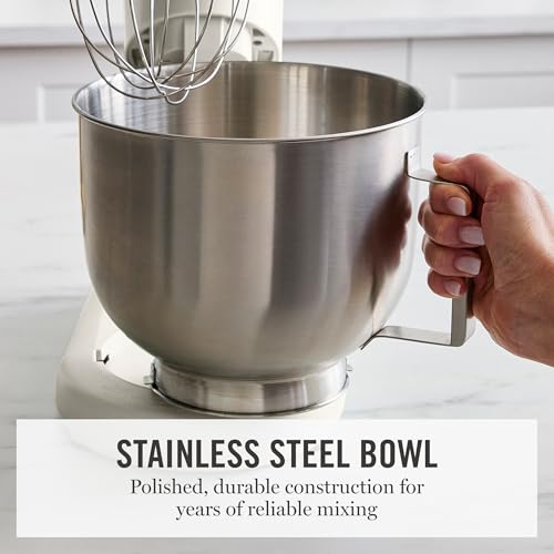 Martha Stewart 5.3Qt Stand Mixer, 12-Speed Tilt-Head Electric Kitchen Mixer with Stainless Steel Bowl, Dough Hook, Whisk & Beater, Splash Guard, Ideal for Baking Bread, Cake & Whipping, Linen Cream