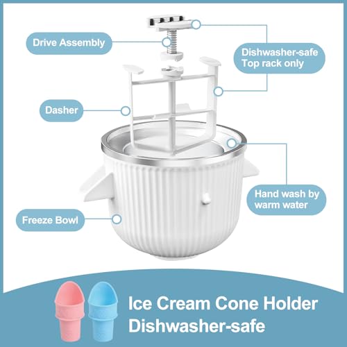 Ice Cream Maker Attachment for Kitchen Aid Stand Mixer, 2 Quart, Ice Cream & Sorbet Gelato Maker Machine, Fits 4.5Qt and Larger Stand Mixers, with 2 Ice Cream Holder