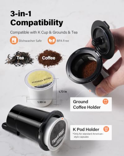 TWOMEOW K Cup Coffee Maker, Single Serve Hot & Iced for K-Cup & Grounds