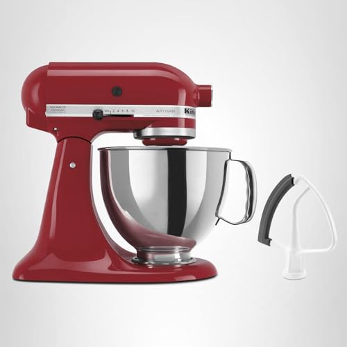 KitchenAid Value Bundle Artisan Series 5 Quart Tilt-Head Stand Mixer with Included Flex Edge Beater, KSM150FEER, Empire Red