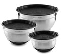 Bellemain Mixing Bowls with Lids Set - Stainless Steel Mixing Bowls with Airtight Lids - Food Storage Containers - 3PCS Set with Non-Slip Bottoms Kitchen Essentials for Baking - Serving