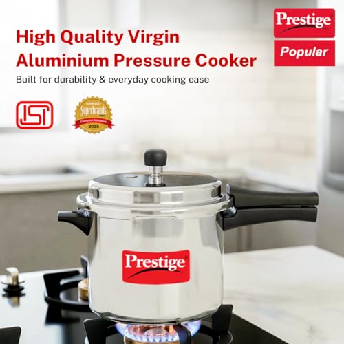 Prestige Popular Aluminium Pressure Cooker, 10 Liters