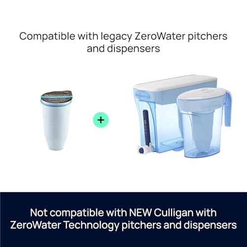 ZeroWater Official Replacement Filter - 5-Stage 0 TDS Water Filter Replacement IAPMO Certified to Reduce Lead, Chromium, and PFOA/PFOS 4-Pack