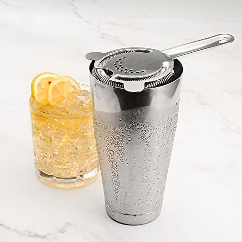 Plat Star Boston Cocktail Shaker Set, Weighted 28oz Unweighted 18oz Shaker Tins, 304 Stainless Steel Leak-Proof Drink Mixer Cup, Metal Bartender Tools for Home Bar & Commercial, Silver