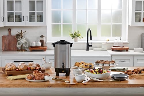 BLACK+DECKER 40 Cup Coffee Urn, Fast Brewing, Aluminum, Keep Warm Function, Heat Resistant Handles, Indicator Light