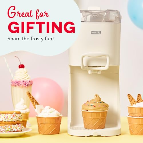 Dash Soft Serve Ice Cream Maker | Frozen Yogurt, Sorbet, and Gelato - Countertop Ice Cream Machine for Home with Freezer Bowl, Ingredient Chute, & Dispensing Lever - Includes 4 Serving Bowls & Spoons