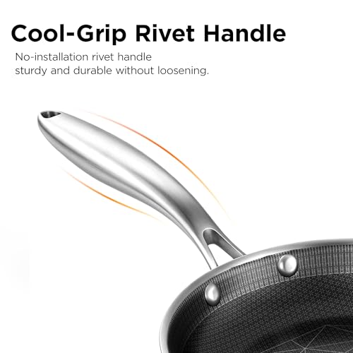 COOKER KING Stainless Steel Pans Set of 3 (8+10+12 Inch), Nonstick Induction Frying Pans,Chef's Pan,Skillets Dishwasher & Oven Safe, Stay-Cool Handles,Induction Compatible – Metal Utensil Safe