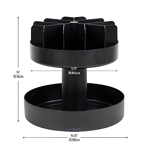 Mind Reader 2-Tier Snack Carousel, Countertop Organizer, Snack Tray, Breakroom, Kitchen, 14.25"L x 14.25"W x 14"H, Black