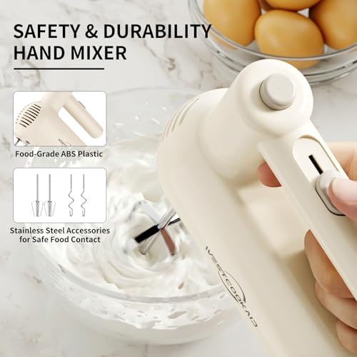 Westcookaid Hand Mixer Electric 5-Speed Upgraded Motor Turbo White
