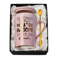 Birthday Thank You Gifts for Women, Sometimes You Forget You're Awesome Coffee Mug, Inspirational Christmas Gift for Her, Boss Lady Employee Coworker, 14oz Pink Marble Gold Print Cup, Nice Gift Boxed