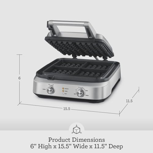 Breville BWM604BSS Smart Square Waffle Maker, 4 Slice Capacity, Brushed Stainless Steel