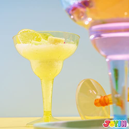 JOYIN 48PCS Plastic Margarita Glasses Cups, 12 oz Neon Disposable Cocktail Cup, Drink Cups for Cinco De Mayo Fiesta Decoration, Mexican Theme Party Supplies