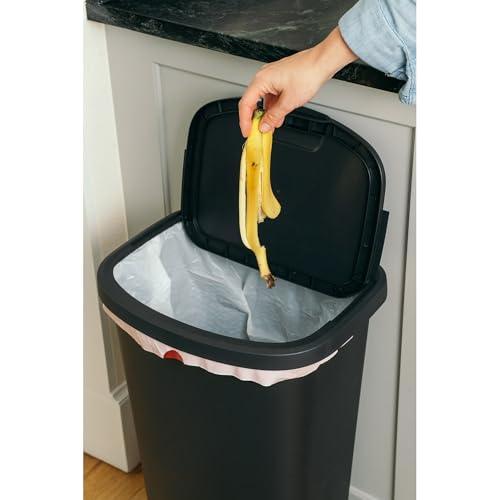 Kitchen Trash can, 11 gallons, Black, Plastic, flip-top, Suitable for Kitchens, bathrooms, and Offices.