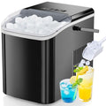 DUMOS Countertop Ice Maker with Handle, 26lbs/24H Portable Ice Machine, 9 Bullet Cubes Ready in 6 Mins, Self-Cleaning, Quiet Compact for Home, Kitchen, RV, Camping, Bright Black