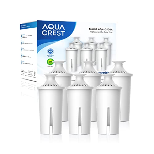 AQUA CREST CF06A Replacement for Brita Filter, Brita Water Pitchers and Dispensers, Classic OB03, Mavea 107007, and More