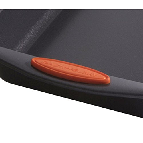 Rachael Ray Yum-o! Nonstick Bakeware Oven Lovin' Rectangle Cake Pan, 9-Inch by 13-Inch, Gray with Orange Handles