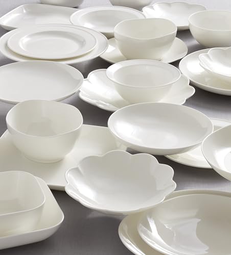 Lenox Dinnerware Set, Studio 1414 Scallop 16-Piece Set, Service For 4, Bone China Material, Dishwasher & Microwave Safe, Home And Kitchen, Kitchen And Dining, Plates And Bowls Sets (White, 16 Pieces)