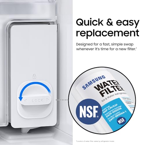 Samsung HAF-CIN-2P/EXP Genuine Refrigerator Water Filter, Reduces 99% of Harmful Contaminants for Clean, Clear Drinking Water, 6-Month Life, Easy Install, Pack of 2