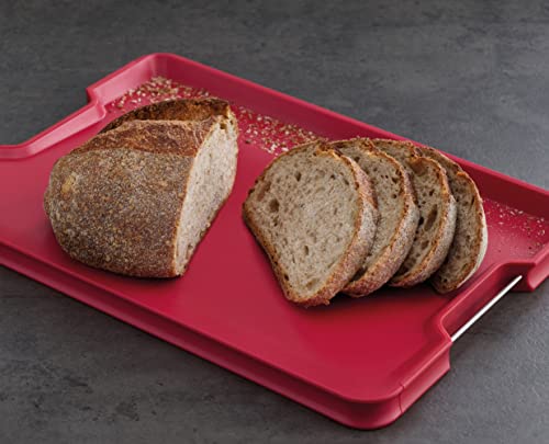 Joseph Joseph Cut&Carve Plus - Non-Slip, Multi-Function, Double-Sided Cutting Board for Food Preparation and Carving- Dishwasher Safe, Extra Large, Red