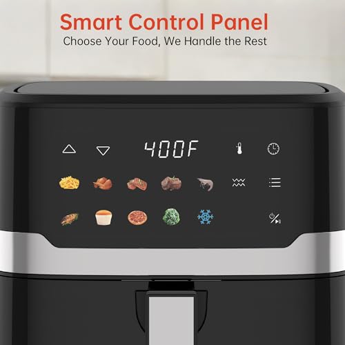 VUSIGN Air Fryer 6.8QT, 10-in-1 Functions Airfryer with Visible Window, 400°F Fast Heating & Adjustable Bottom Heater for Crispier Results, Nonstick & Dishwasher-Safe Basket, 1700W, Black
