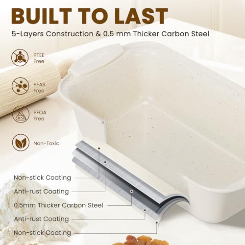 Kikcoin 22 PCS Nonstick Baking Pans Set, Stackable Bakeware Sets with Silicone Handles, 450°F Oven Safe Baking Sheet Set, Easy Release Cookie Sheets for Baking, Cream