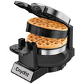 Cnydltt Double Waffle Maker - 1400W Rotating Belgian Waffle Iron, Cooks 2 at Once (8 Slices), 180° Flip Nonstick Plates, Smart Temp Control, Removable Drip Tray, Locking Lid, Stainless, Black